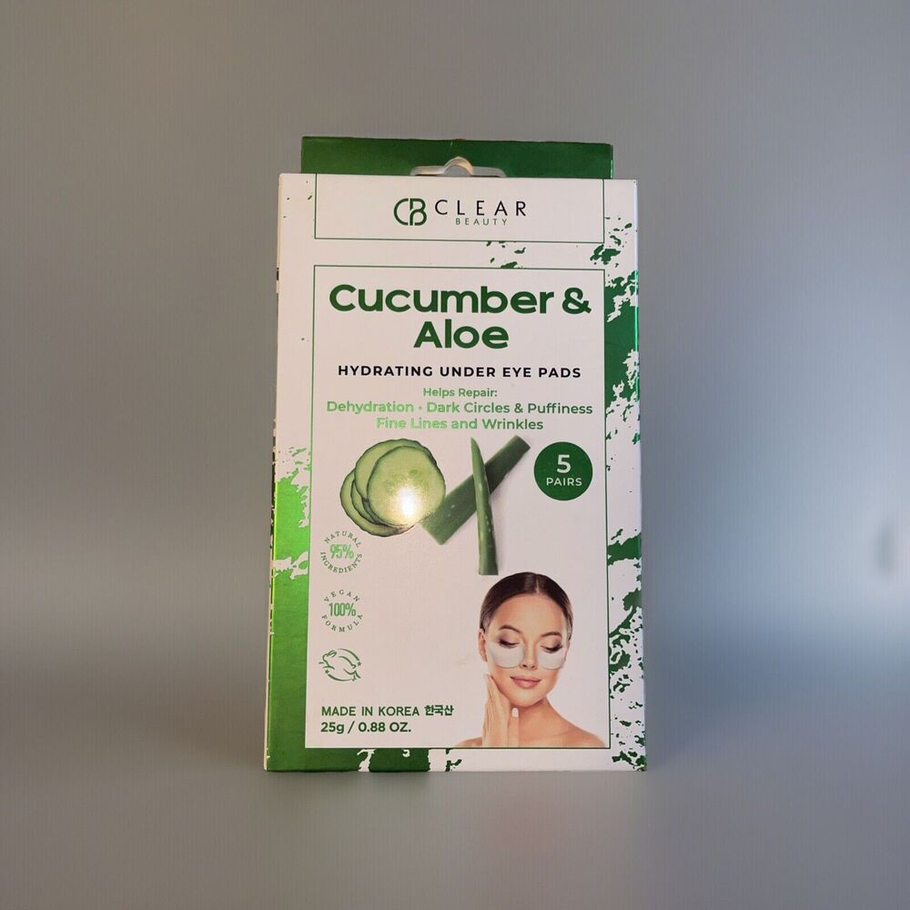 Cucumber & Aloe Under Eye Patches Hydrating Pads Five Pairs Vegan Formula